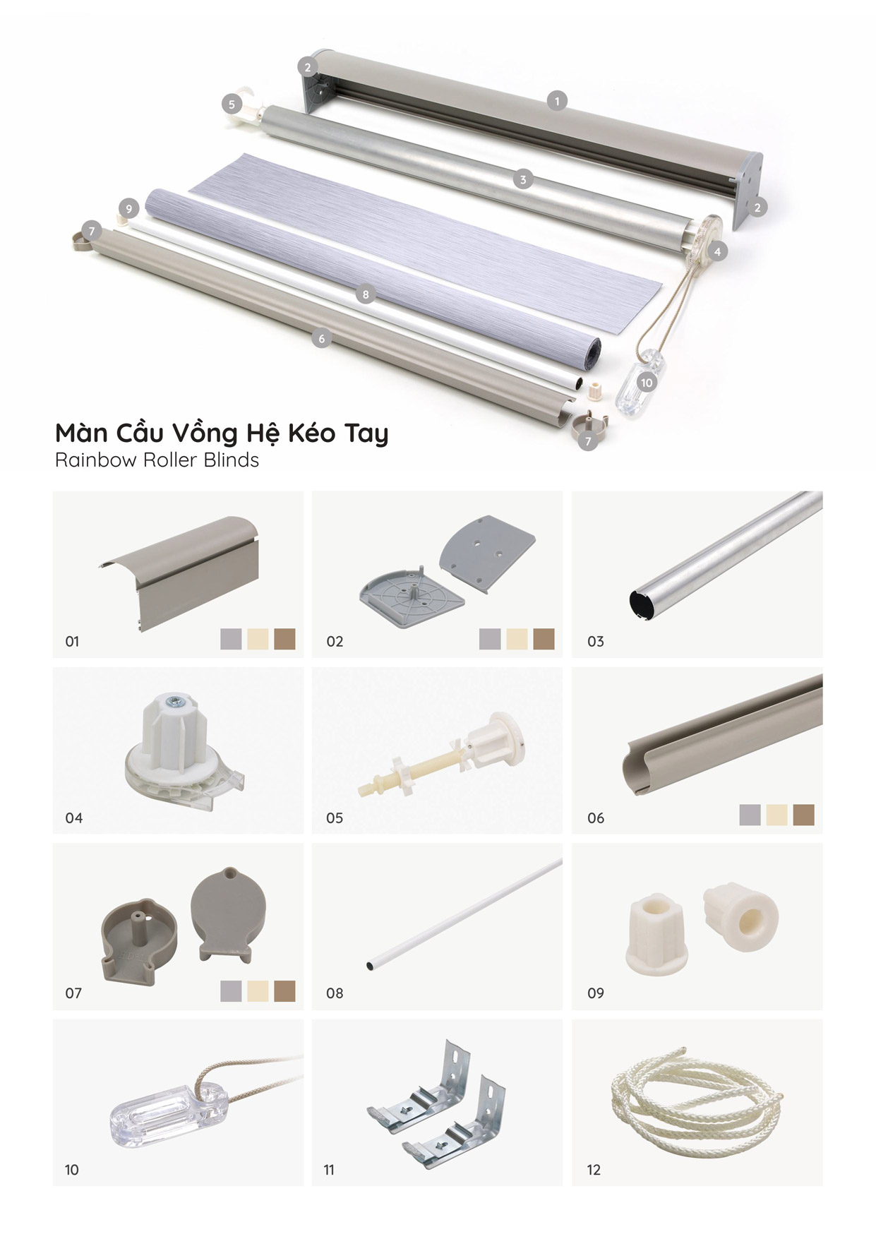 thông số kỹ thuật rèm cầu vồng